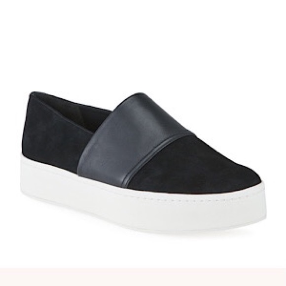 Vince Shoes - VINCE Ward Mixed Leather Slip-On Platform Sneaker